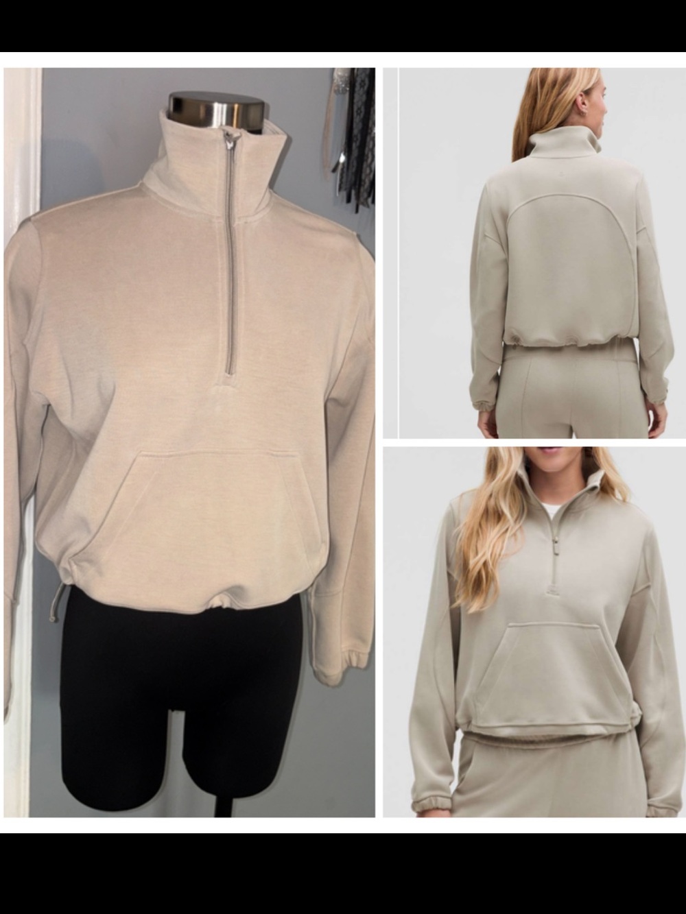 Lululemon Brushed Softstreme Half Zip Riverstone, size 4 EUC.